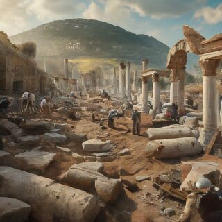 Illustration of Early Excavations at the Curetes Street of Ephesus