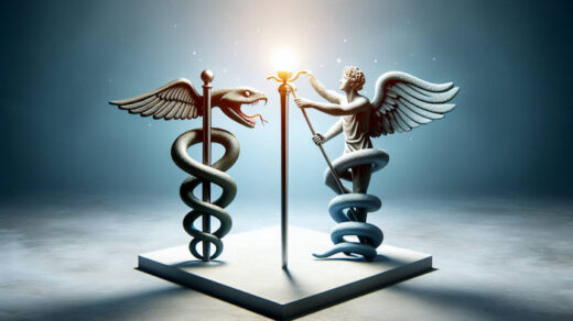 Rod of Asclepius or Caduceus of Hermes